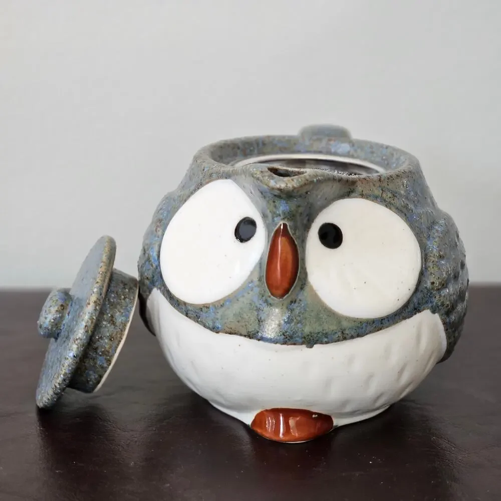 Vintage Owl Teapot Set with 2 Cups – 1970s Japanese Stoneware Otagiri Style